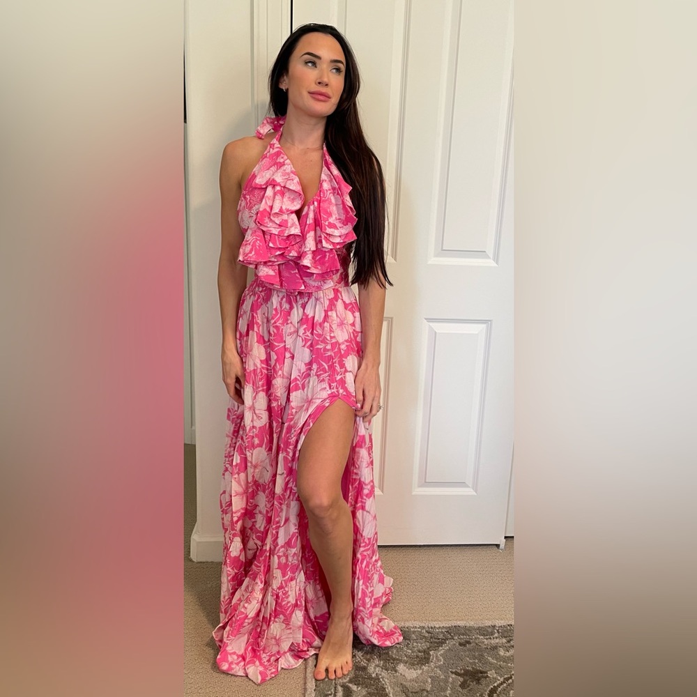 LoveShackFancy Marinette Silk Blend Maxi Blend Pink